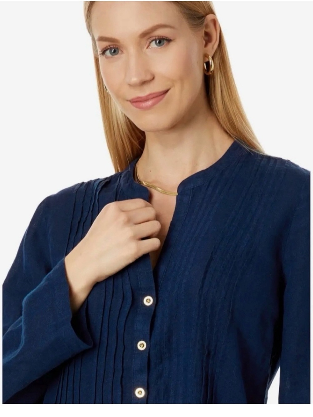 Lilly Pulitzer Linen Navy Sarasota Tunic Top M - Picture 2 of 11
